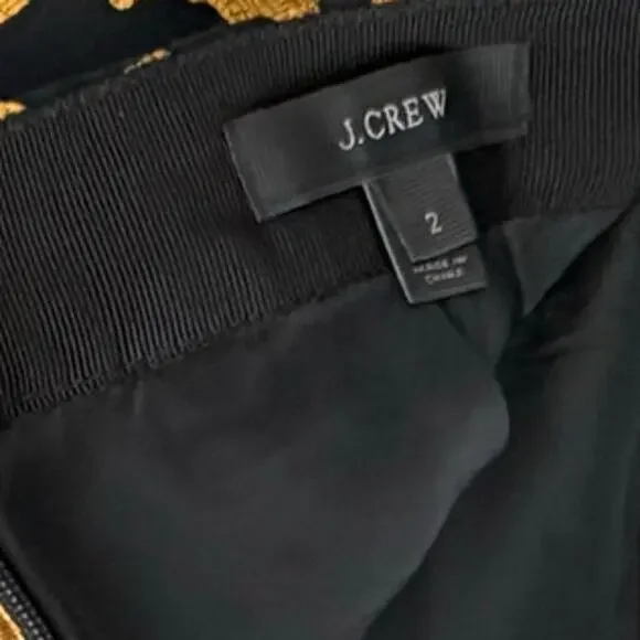 J.Crew Women’s 2 Mini Skirt Elephant Parade Origami Black Gold - Picture 4 of 8